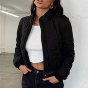 Princess Polly Lucia Cropped Puffer Jacket Black NWT